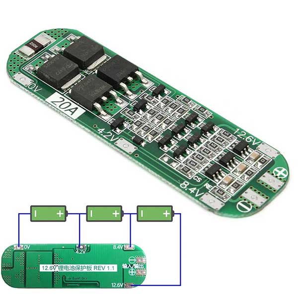 ماژول محافظ شارژ باتری لیتیومی 3 سل 20A