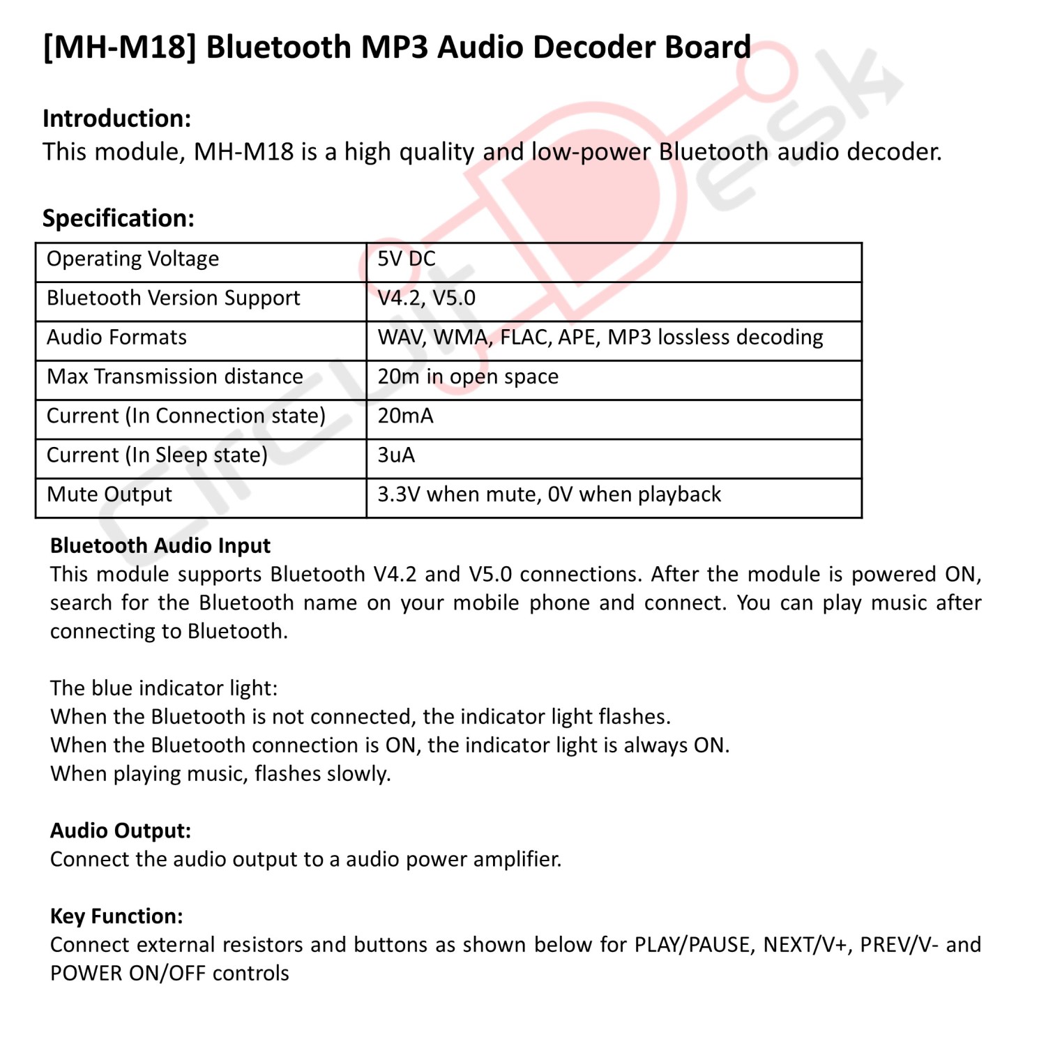 Bluetooth4.2 5.0 Audio Modul M18