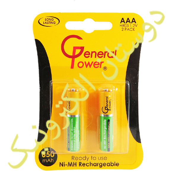 باتری نیم قلم AAA شارژی General Power  مدل 650 mAH