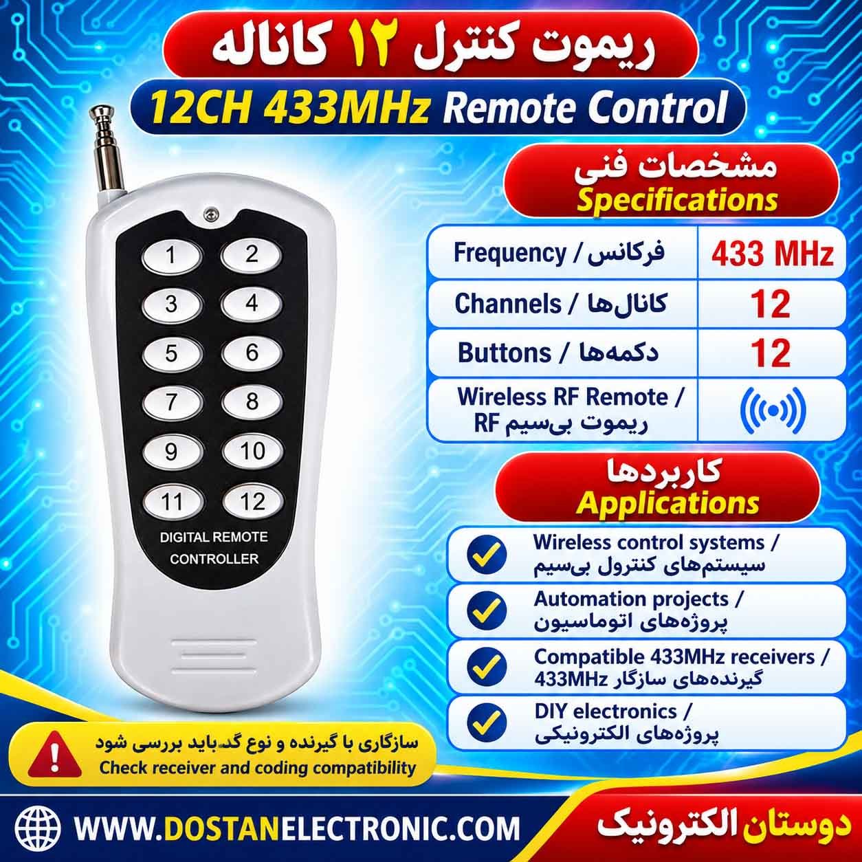 12Ch 433Mhz Remot